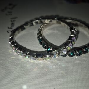 Source Unknown Silver and Teal Bracelet Set